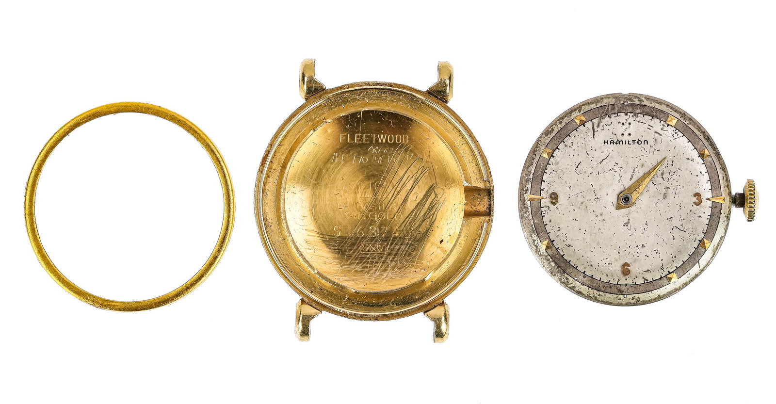 14K Hamilton Watch Case: 14k Hamilton wrist watch caseworks lack hand, crystal, weighable 14k gold back shell 9.2 grams