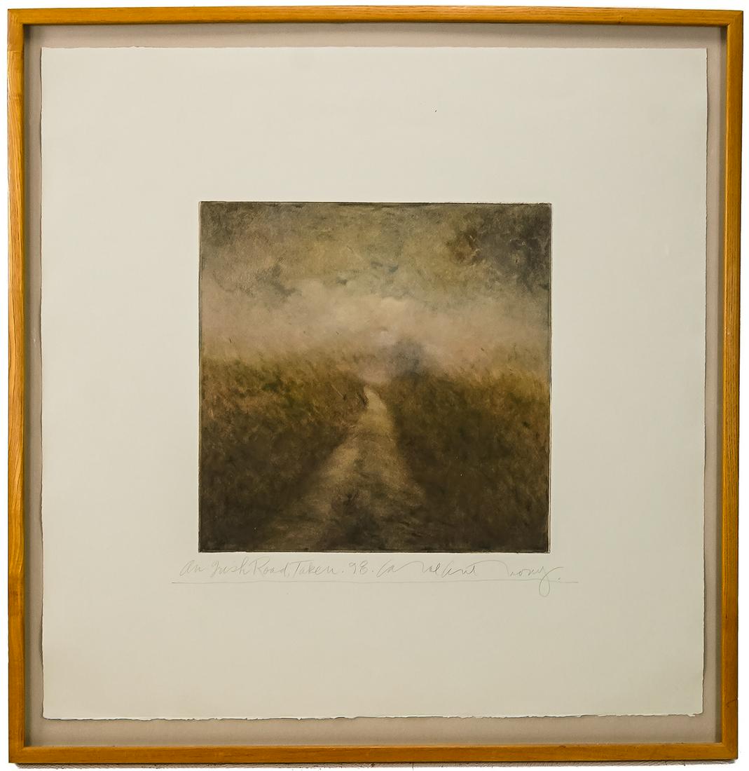 Carol Anthony (AM 1943-) An Irish Road Taken: Carol Anthony (American 1943-) An Irish Road Taken- monotype on paper signed lower margin dated 1998, Plate 16 x 16" Sheet 29.5 x 30" 34 x 33" as framed.