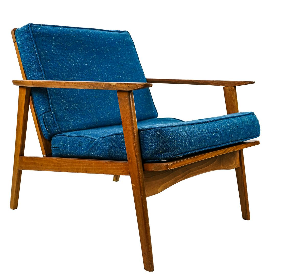 MCM Teak Chair: MCM low teak chair marked made in Yugoslavia 25 x 26 x 27"