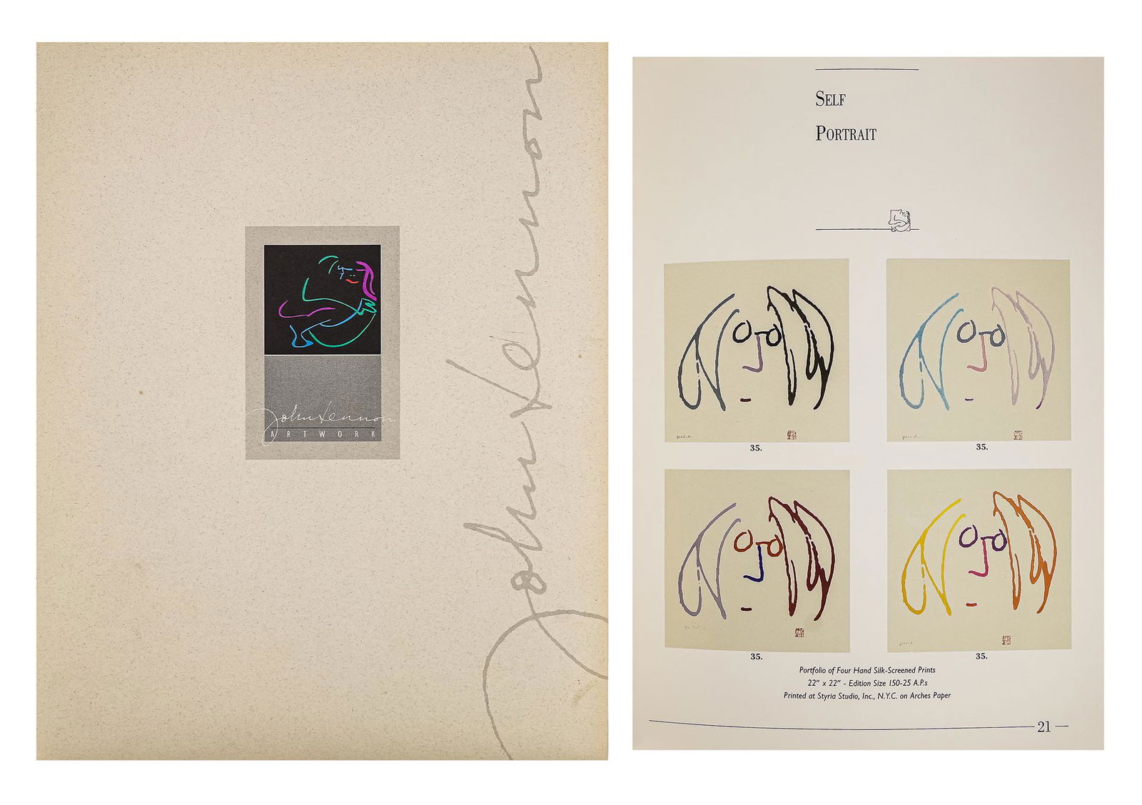 John Lennon Bag One Arts Sales Prospectus: 1992 John Lennon Bag One Arts Sales Prospectus, including Savvy Management Press release concerning the sale of prints, neckties, etc