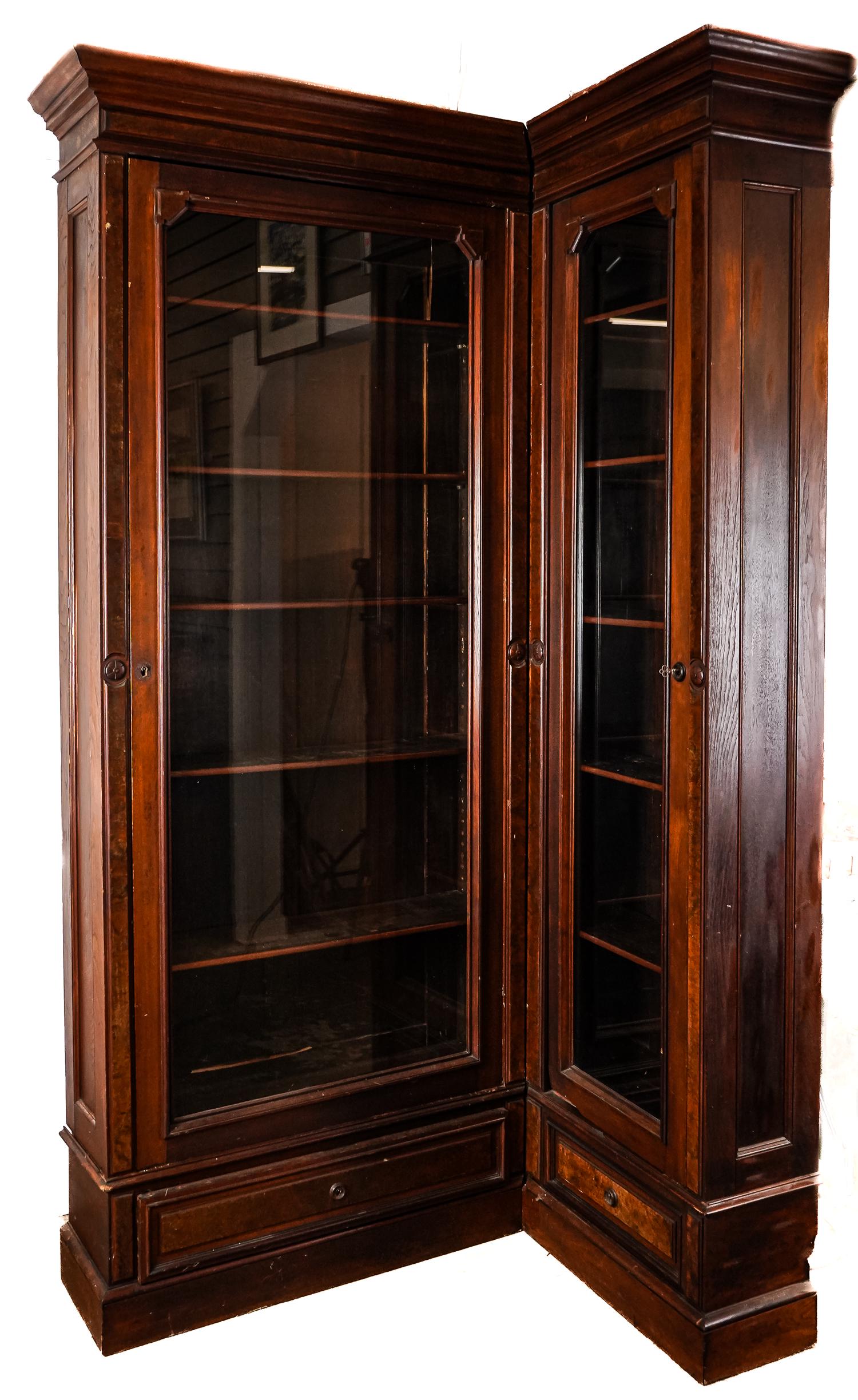 Victorian Walnut Corner Bookcase Auction