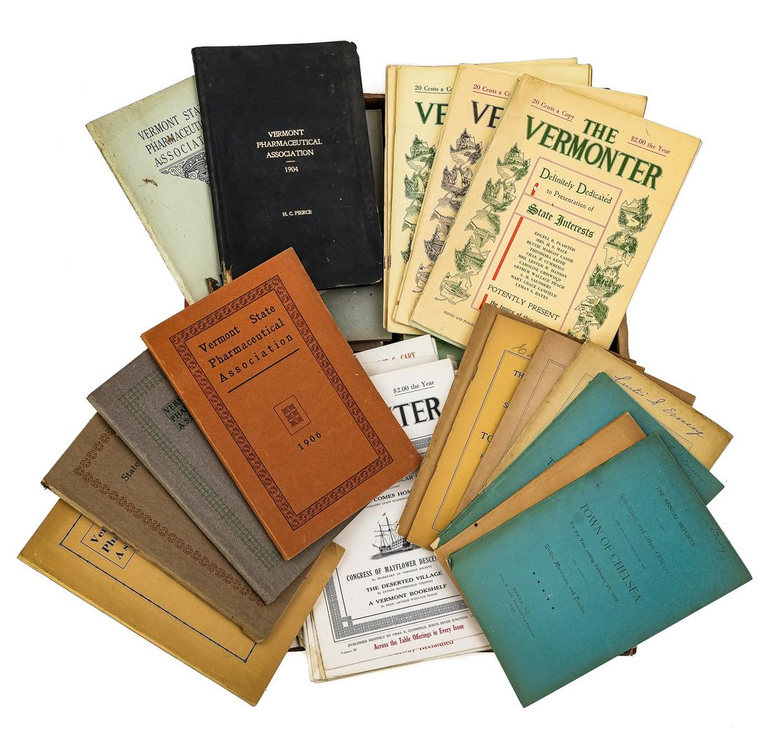 Vermonter Magazine, Chelsea Town Reports: Vermonter Magazine, ca 1900 Chelsea town reports, Vt State Pharmacological Association annual reports