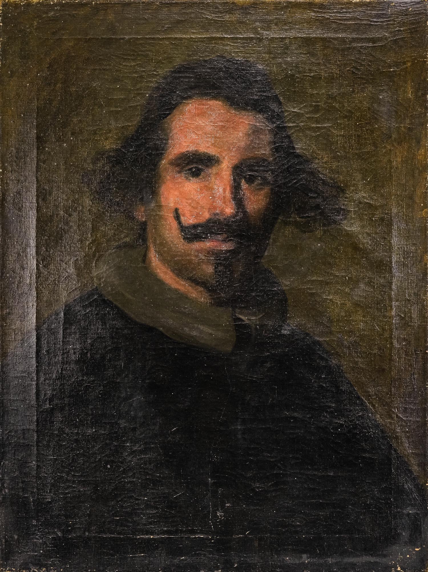 After Diego Velazquez (SP 1599-1660): 19th c Academic copy of Diego Velazquez (Spanish 1599-1660) Self Portrait of the artist as a young man (Currently in Capitoline Museum Rome) oil on canvas, unsigned, unframed, minor craqueleur. 24 x 1