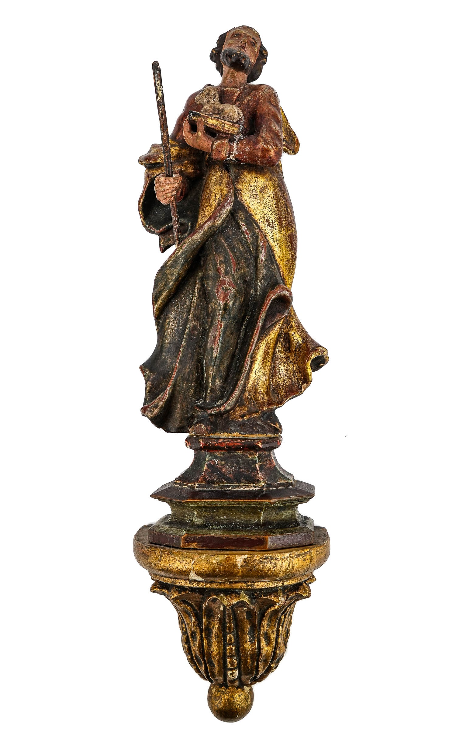 Early 19th c Wooden Jesus Christ the Good Shepard (1 of 5)