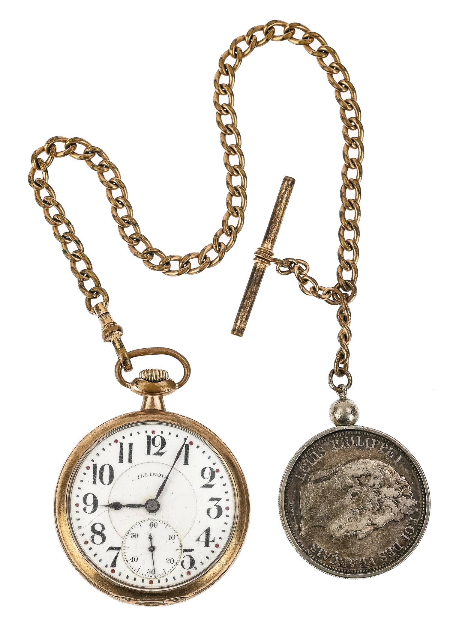 Illinois Gold Filled Pocket Watch with Coin (1 of 6)