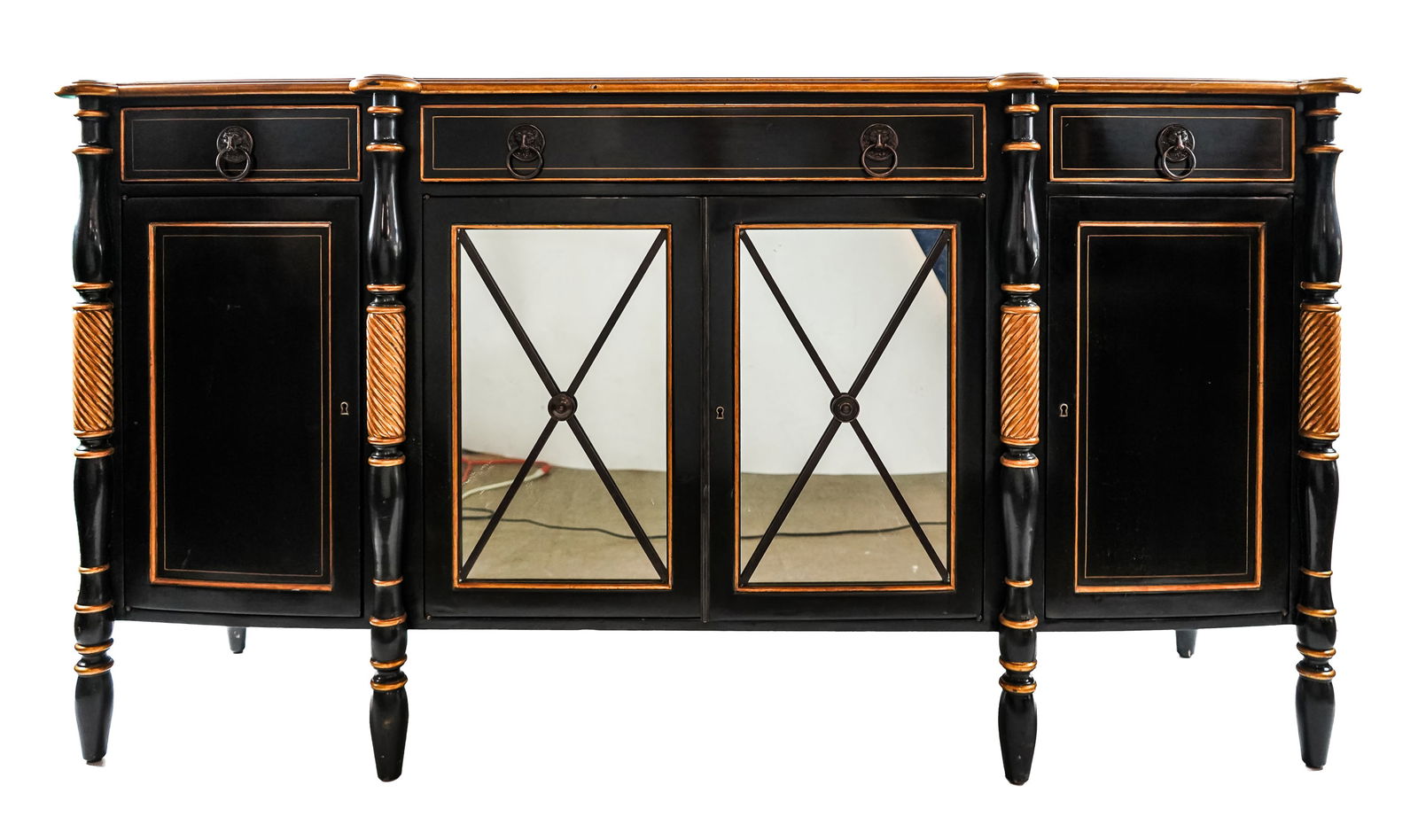 Hickory White Gilt and Ebonized Buffet (1 of 4)