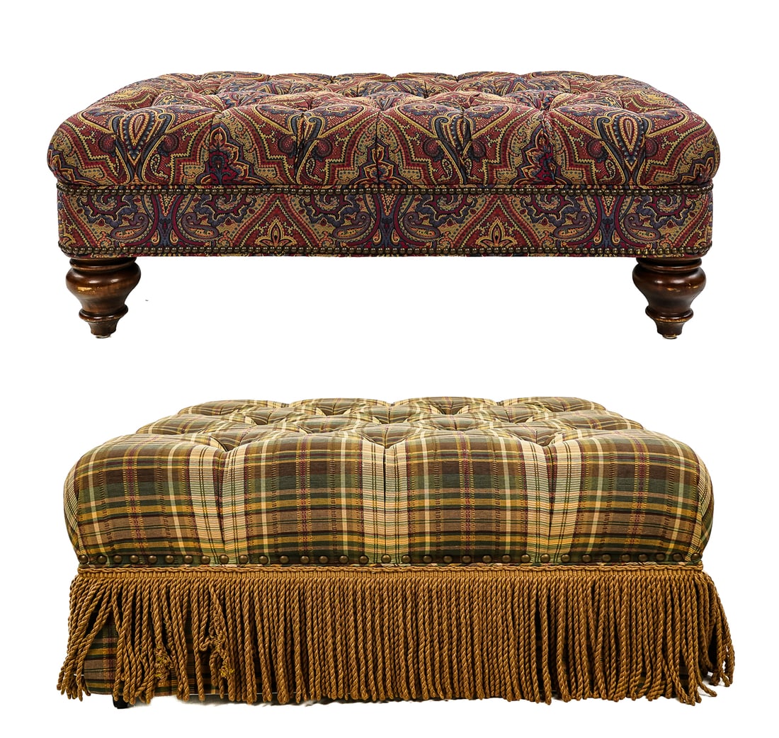 Two Upholstered Ottoman Stools (1 of 3)