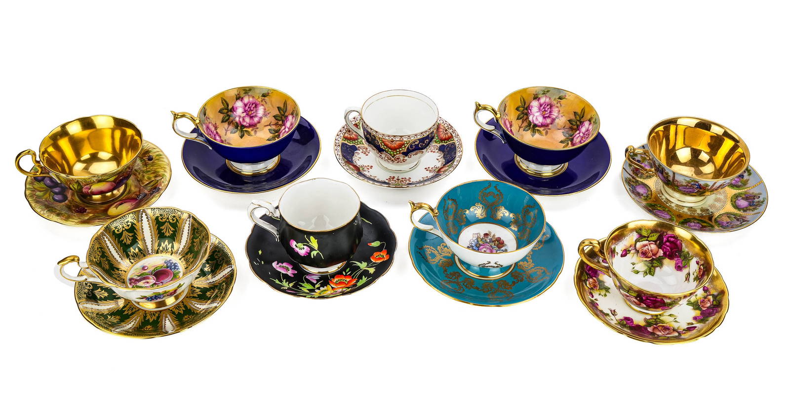 Collection Of 9 Bone China Tea Cups And Saucers Auction