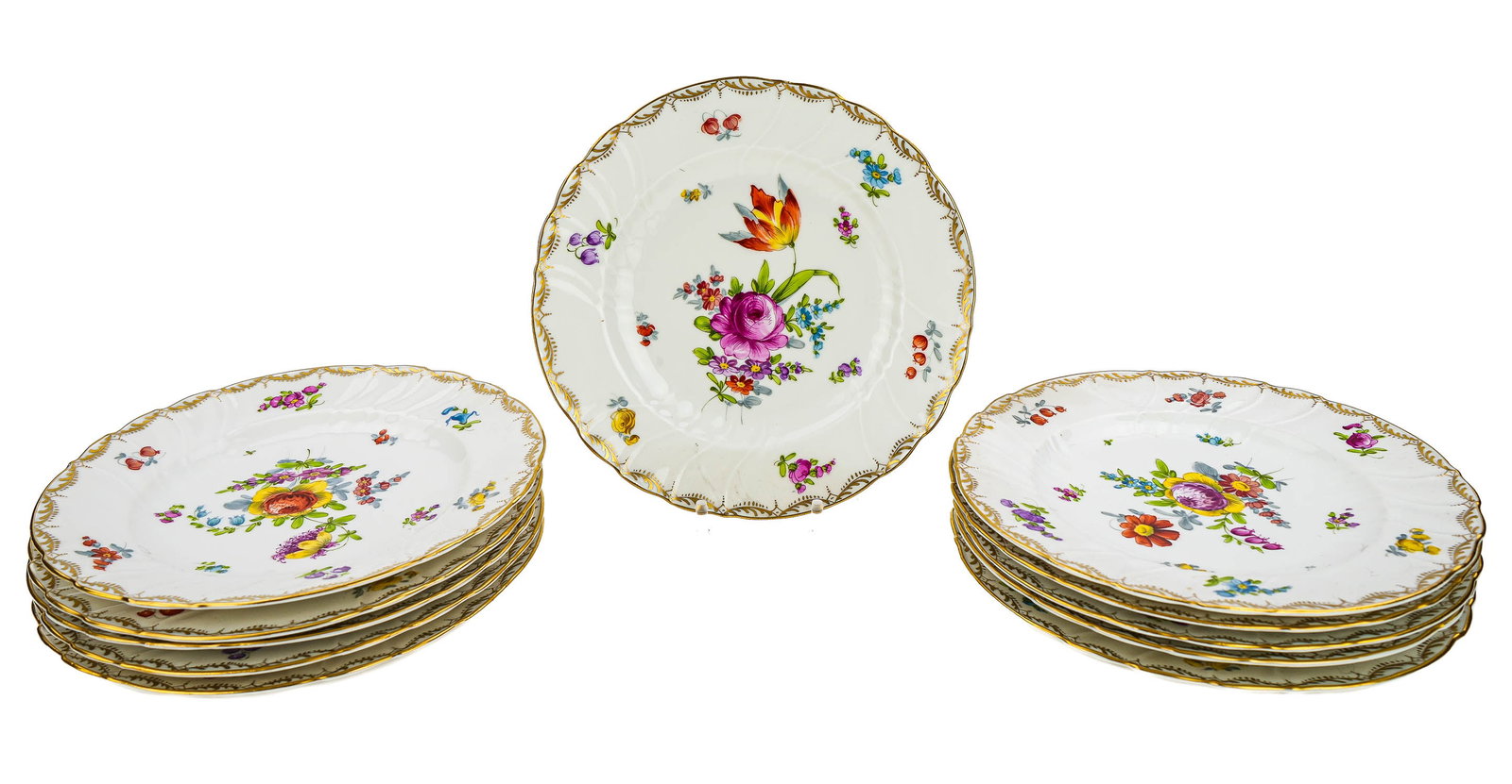 11 Dresden Floral Handpainted Luncheon Plates (1 of 3)