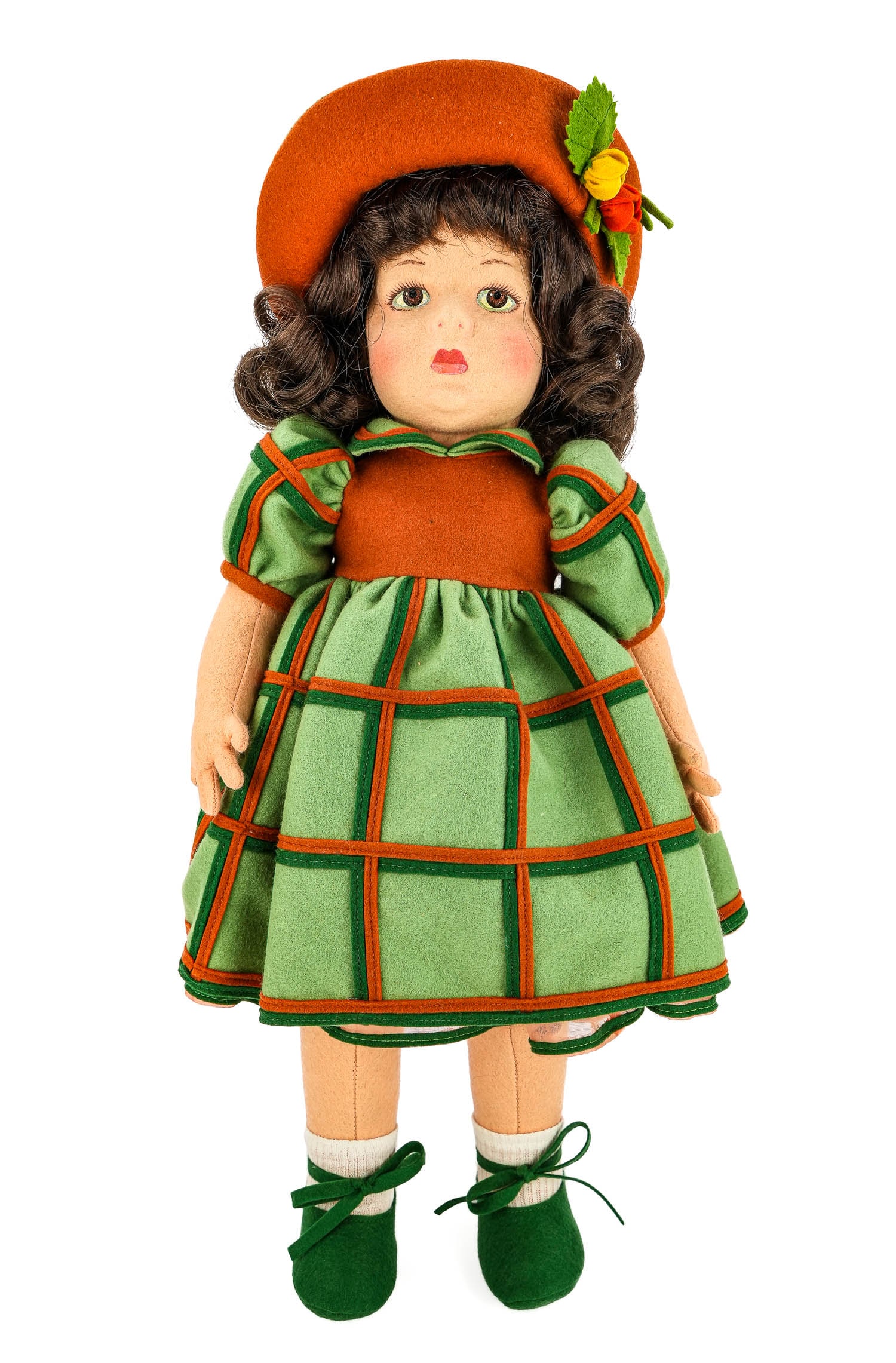 19" Lenci Clo-Clo Mint in Original Box: 1979 Lenci "Clo-Clo" felt cloth doll, MIB, in its original box, with papers, excellent near mint to mint condition, box shows some shelf wear