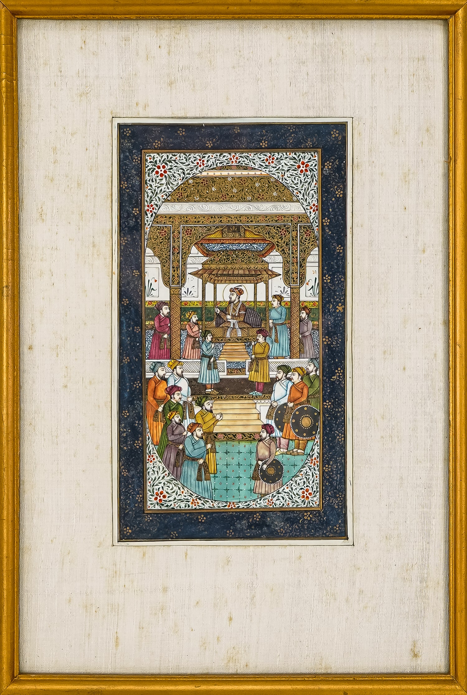 Early 19th c Indo-Persian Mughal School Court Scene (1 of 2)