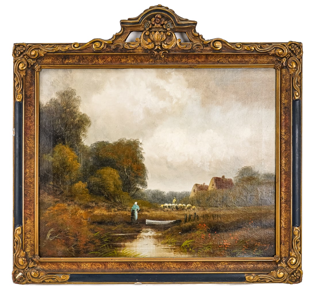 19th c English school Pastoral signed P Rivny (1 of 4)