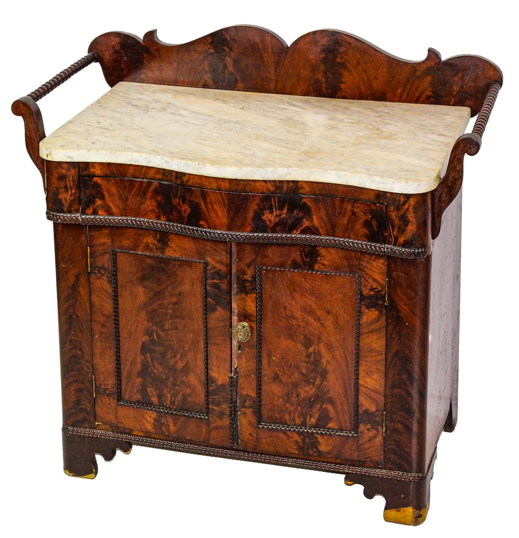 19th c Mahogany Marble top commode (1 of 2)