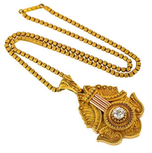 Rare Tiffany Victorian Yellow Gold Diamond Locket Choker: Rare Victorian Tiffany & Co Union Square ornate yellow gold hair locket pendant. Front set with old mine round cut approx. 1.2 ct round cut diamond G-H VS1. Locket with ornate bead and bar decoration.