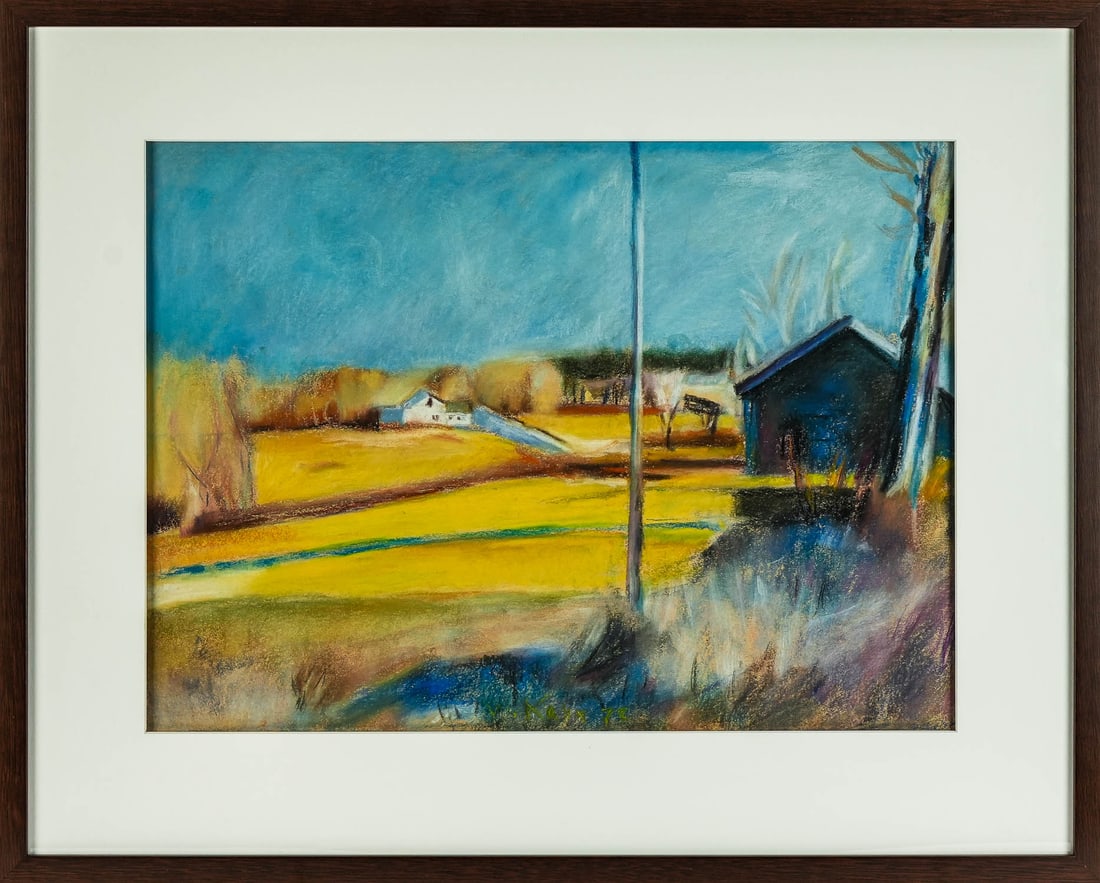 Wolf Kahn (AM 1927-2020) Autumn Landscape: Wolf Kahn (American 1927-2020) Autumn Landscape pastel on paper signed center- dated 77/79? 15 x 20" 22 x 27" as framed