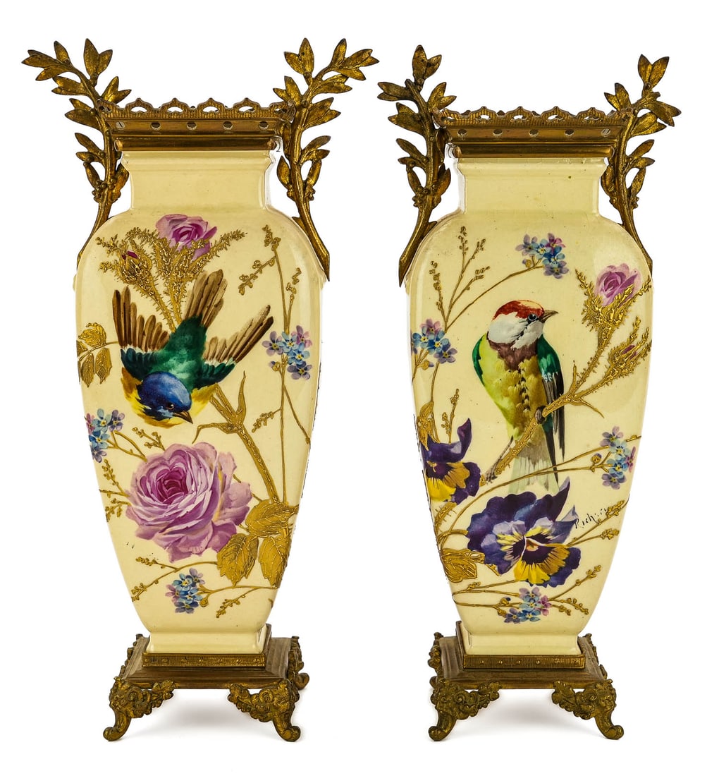 Pair of Ormolu Mounted Garniture Vases (1 of 4)