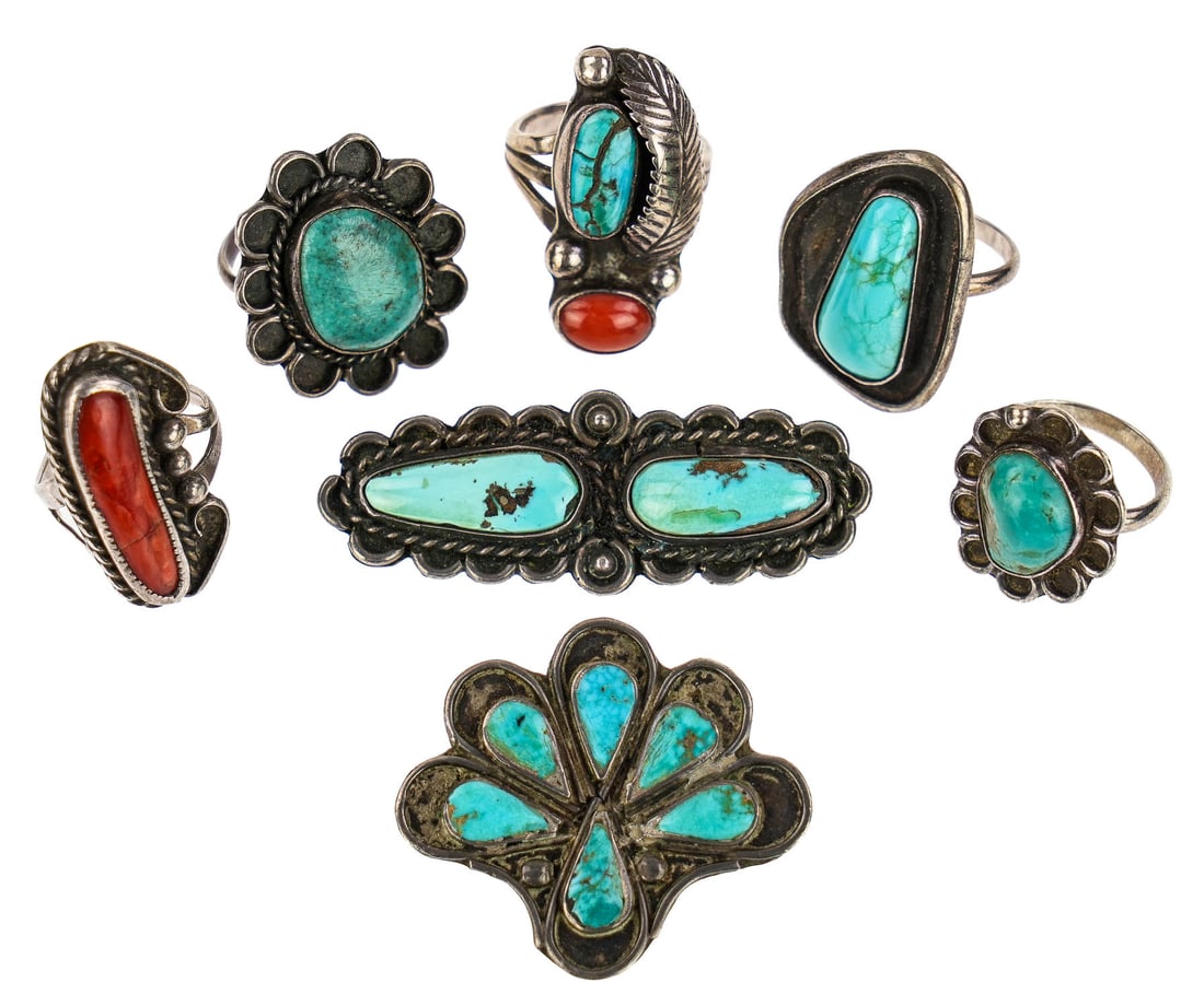 Navajo Sterling Rings & Pins (1 of 4)