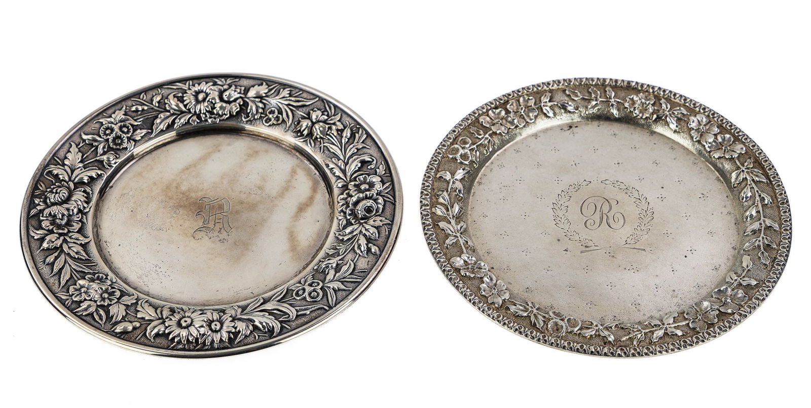 2 Kirk Repousse Sterling Round Trays (1 of 3)