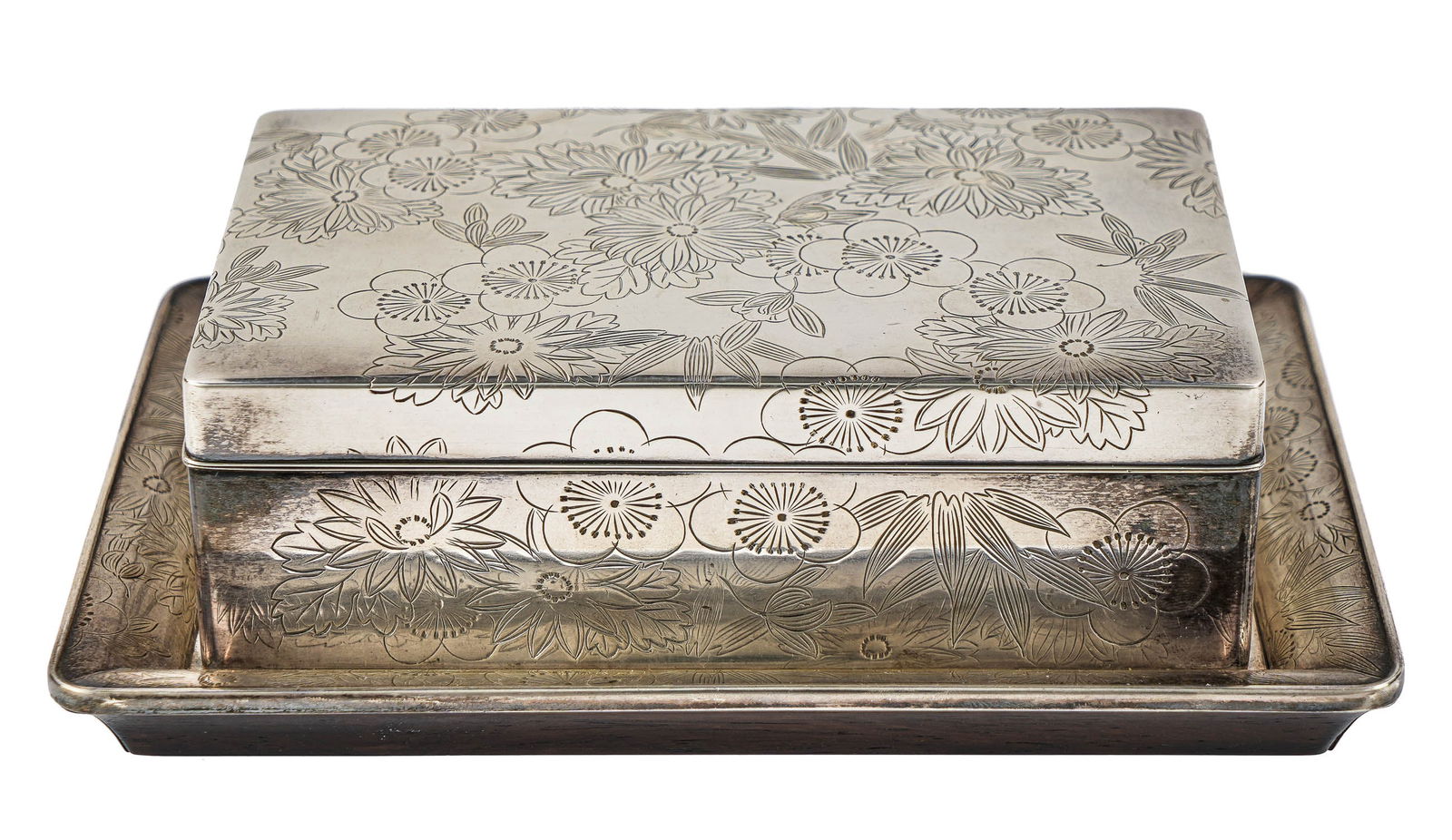 Chinese Silver and Ebony Desk Box Set (1 of 5)