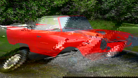Rare 1960's Amphicar: Rare cherry red convertible 1960's amphicar or boat - car. Appears to be all original, was fully restored and functional prior to barn storage approximately 15 years ago. Needs a full restoration. 337