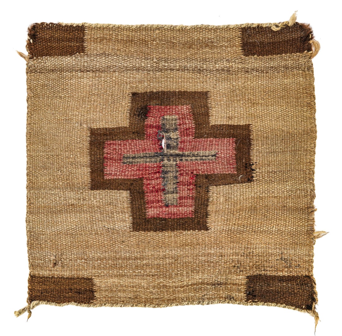 19th c Navajo Mat with Spider Woman Cross (1 of 3)