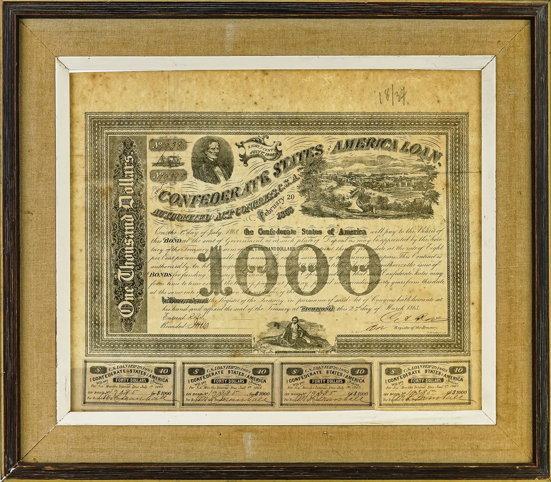 1863 Civil War Confederate States Bond (1 of 2)
