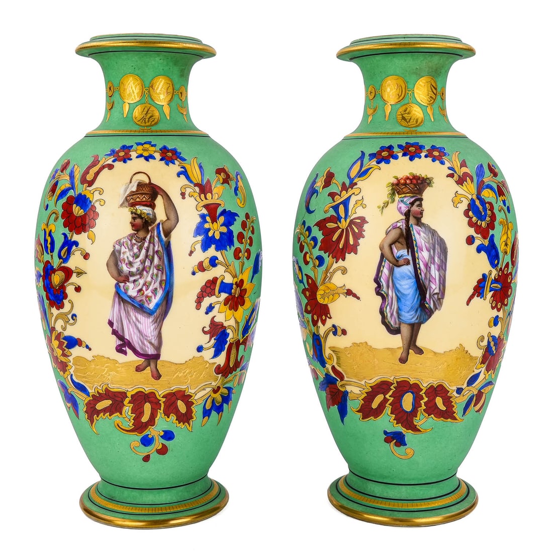 Pr. of Paris Porcelain Figural Mantel Vases (1 of 4)