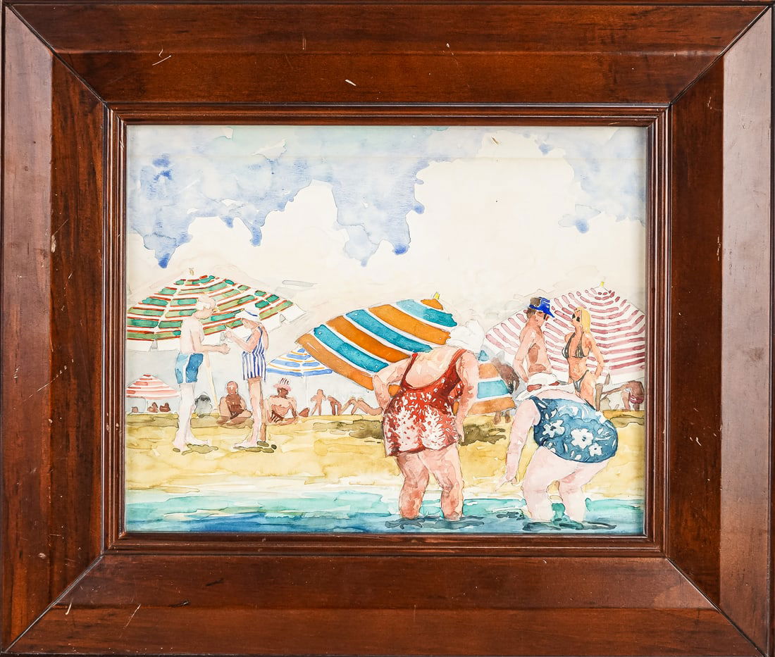 Quince Quaintance (AM 20th c ) Beach Scene (1 of 4)