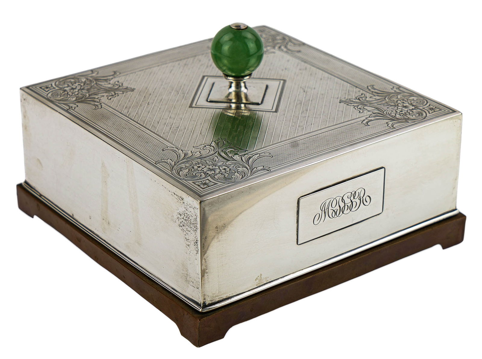 Sweetser Co. Sterling Jade And Copper Cigar Box Auction