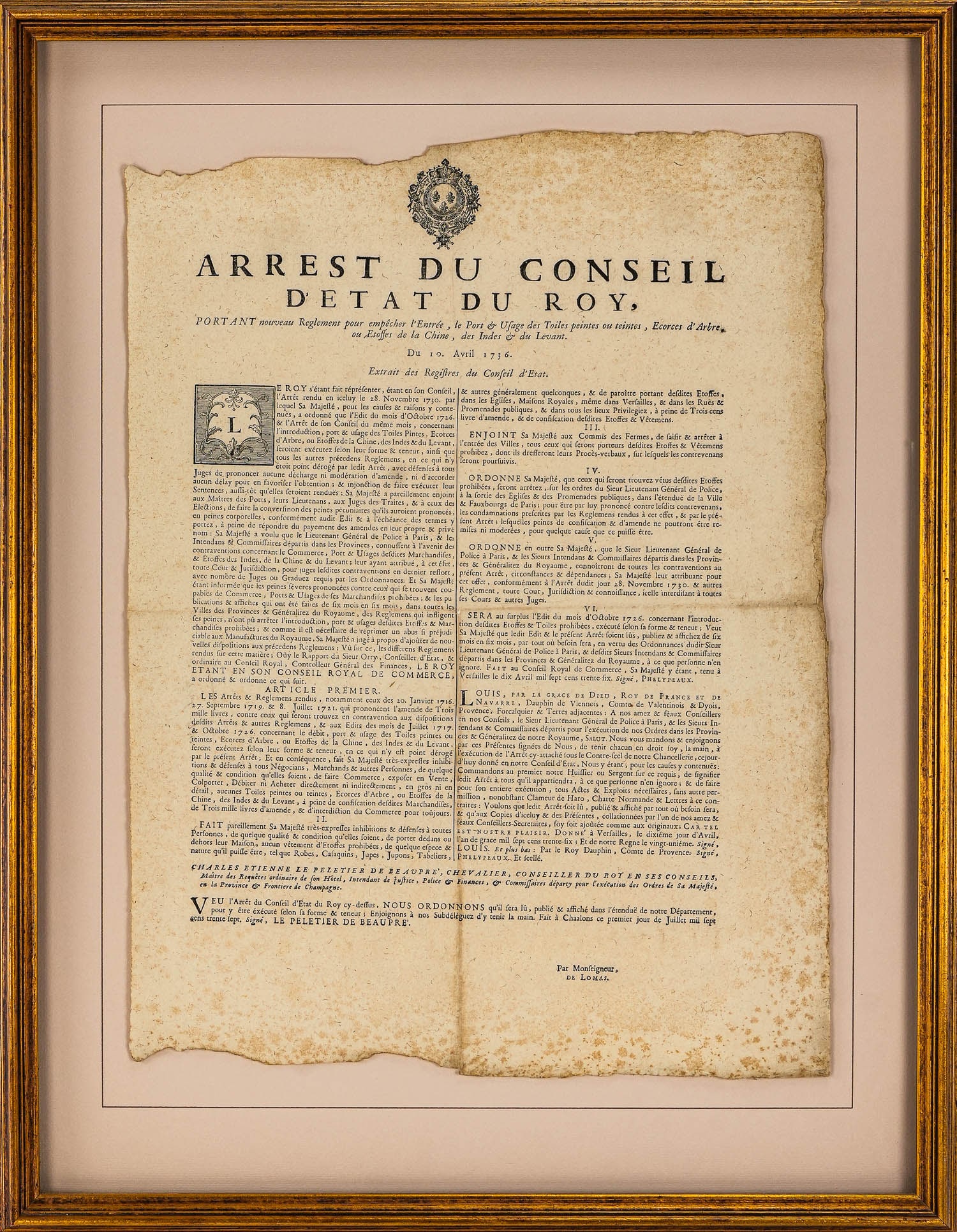 1736 Arrest Du Conseil Detat du Roy (1 of 4)