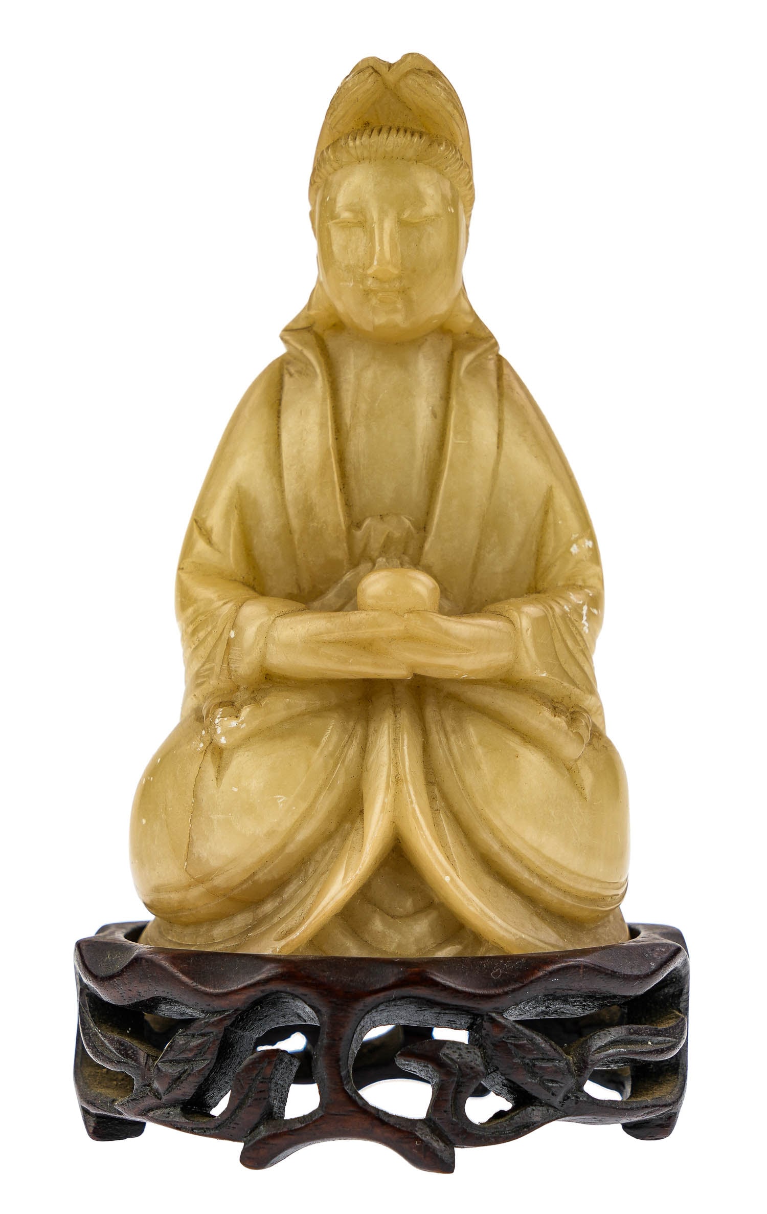 Chinese White Jade Carved Seated Figure (1 of 7)