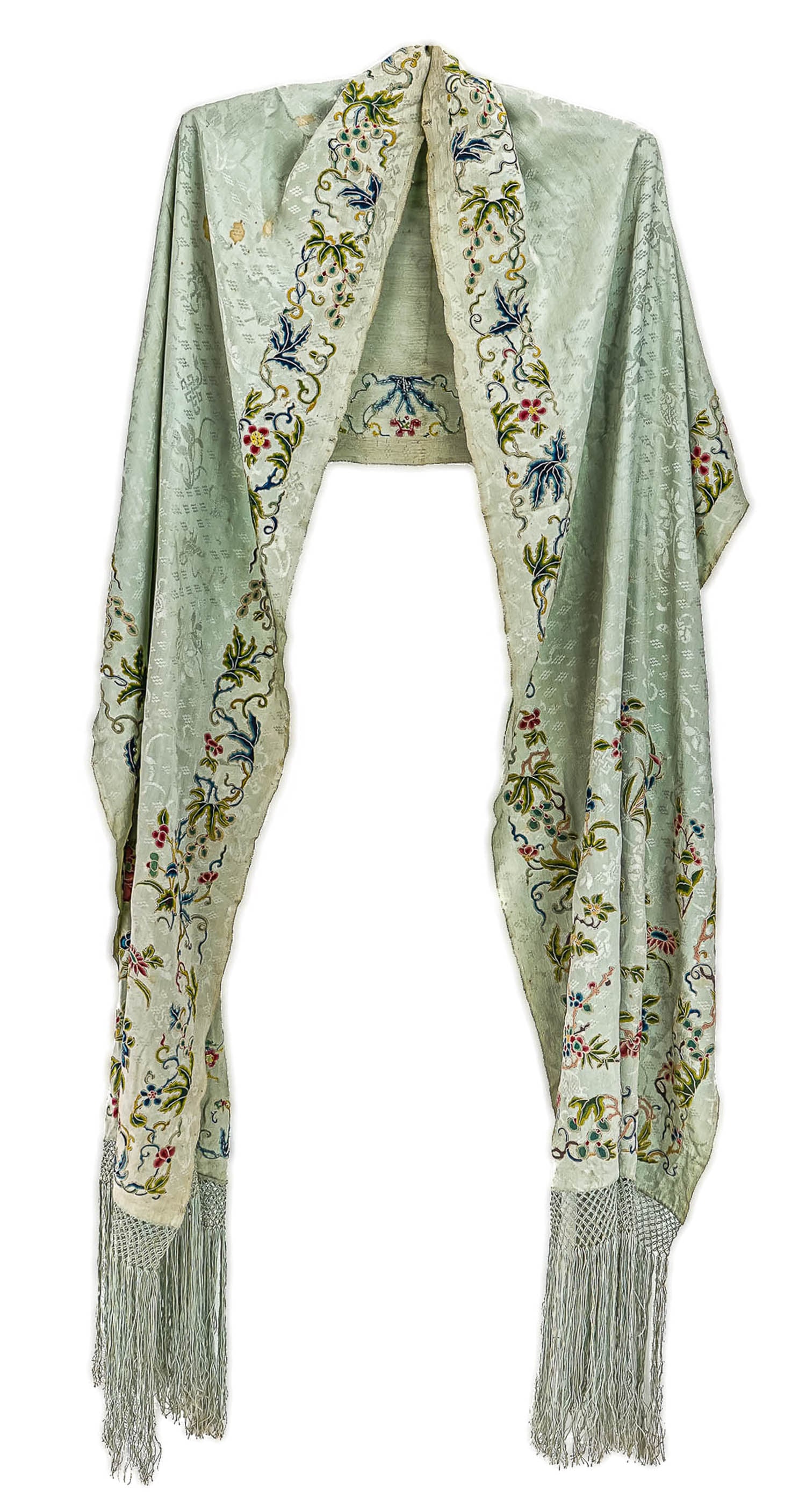 19th c Chinese Forbidden Stitch Scarf (1 of 5)