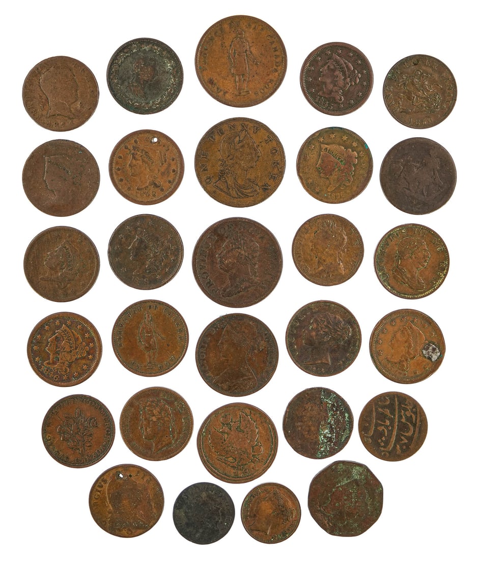Early 19th C Large Copper Coins Auction