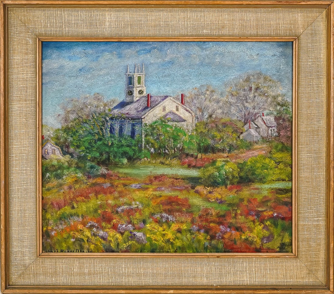 Ethel Baker Mayo (AM 20th c ) Spring landscape with Church (1 of 4)