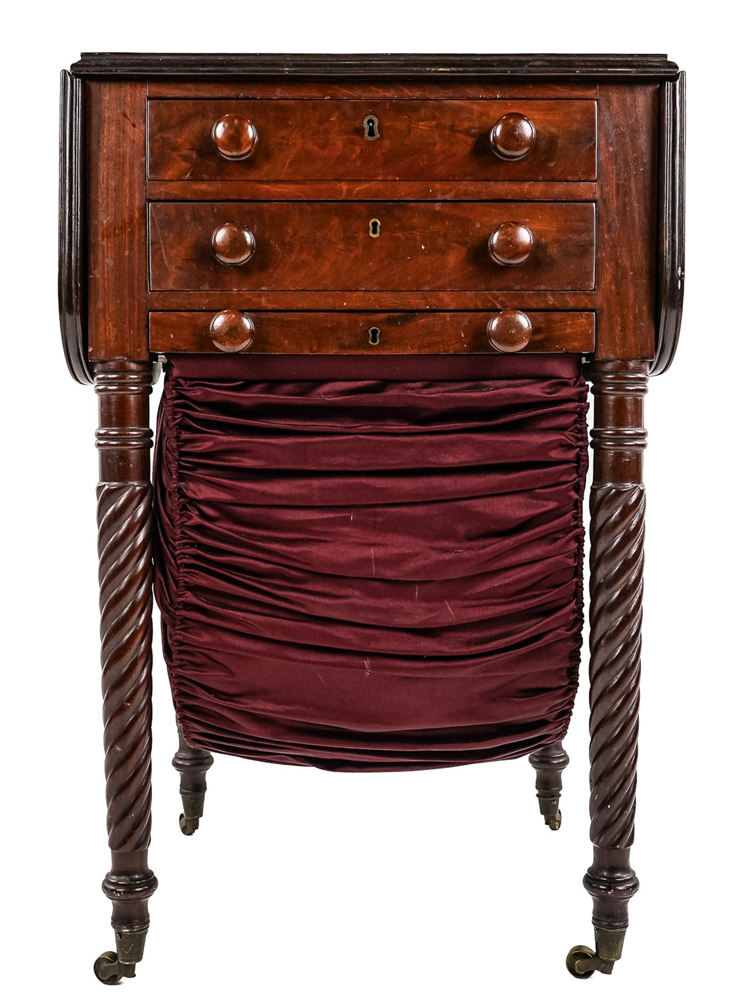 19th c Sheraton Three drawer work table. (1 of 7)