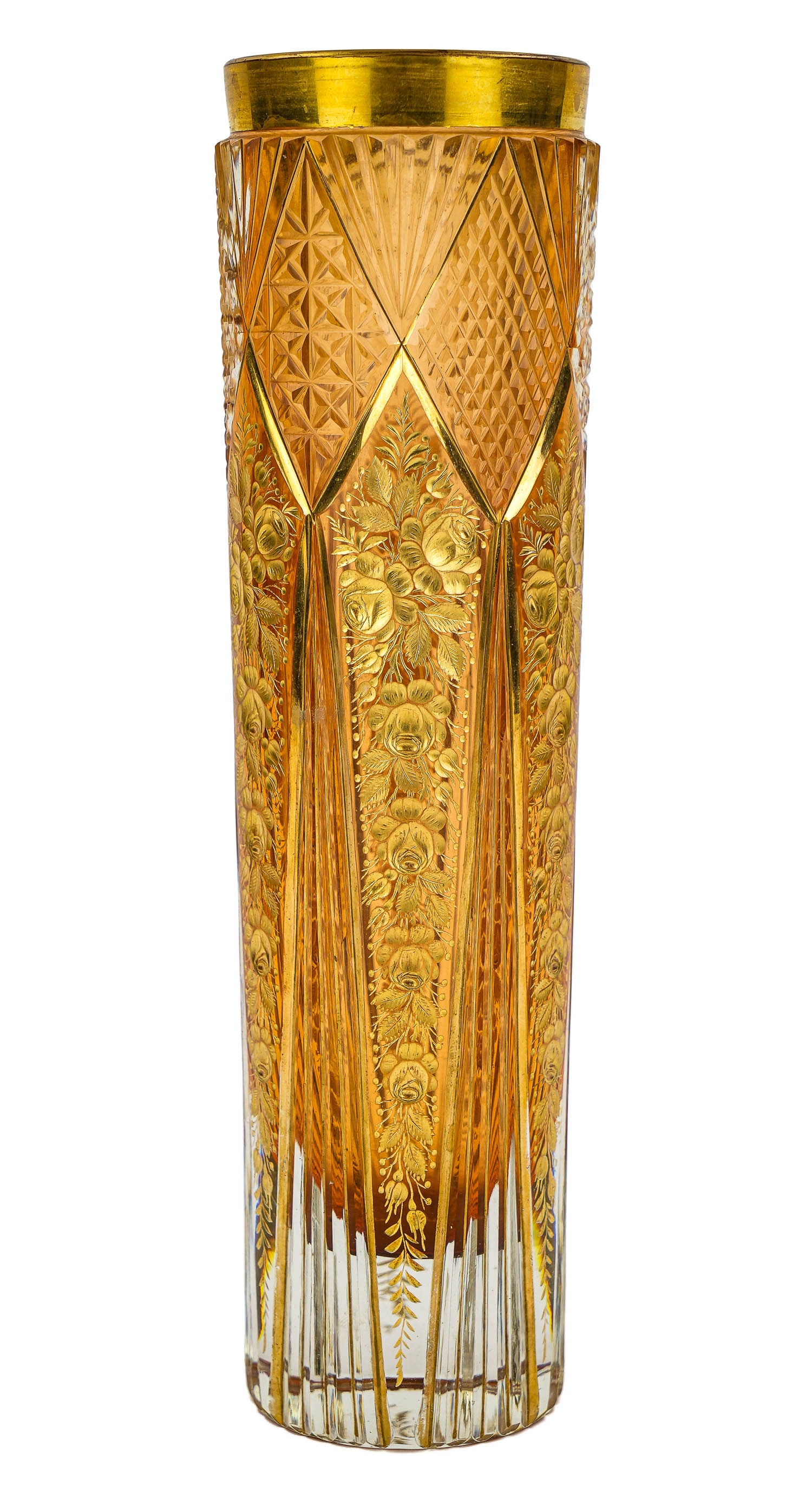 Moser Intaglio Cut Glass Cylinder Vase (1 of 4)