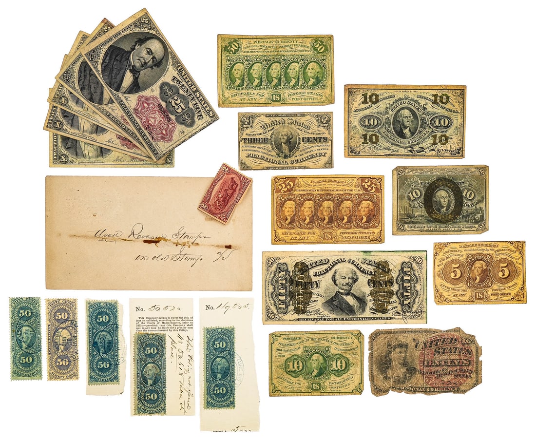 US Fractional, Postal Currency, Revenue Stamps (1 of 5)