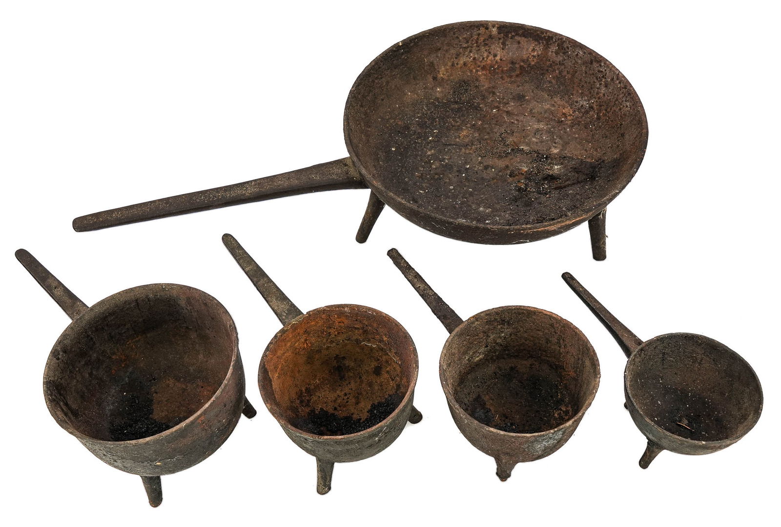5 Early 19th c Cast Iron Footed Pots (1 of 3)