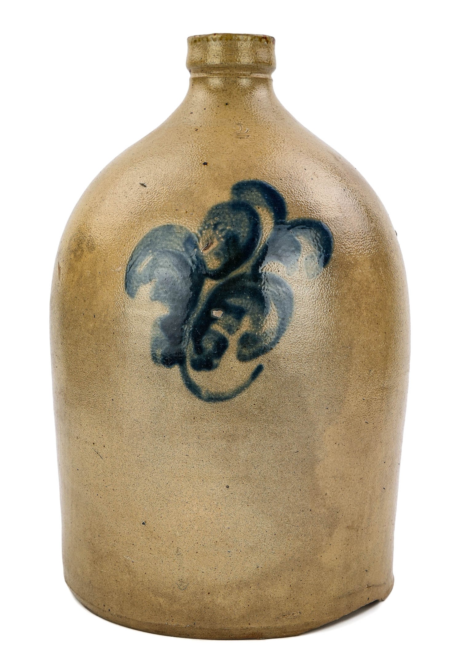 Late 19th c Blue Decorated Stoneware Jug (1 of 5)