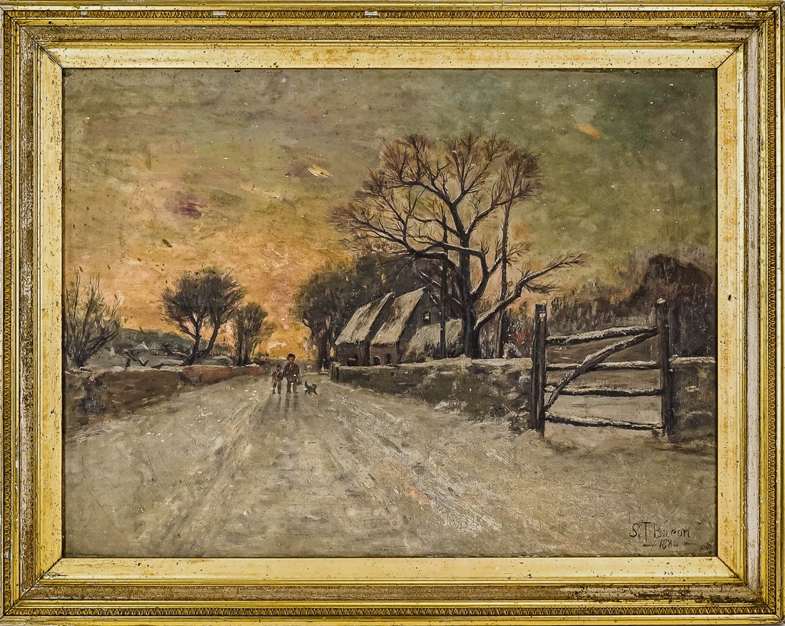 S.T. Bacon (AM 19th c ) Winter landscape (1 of 5)