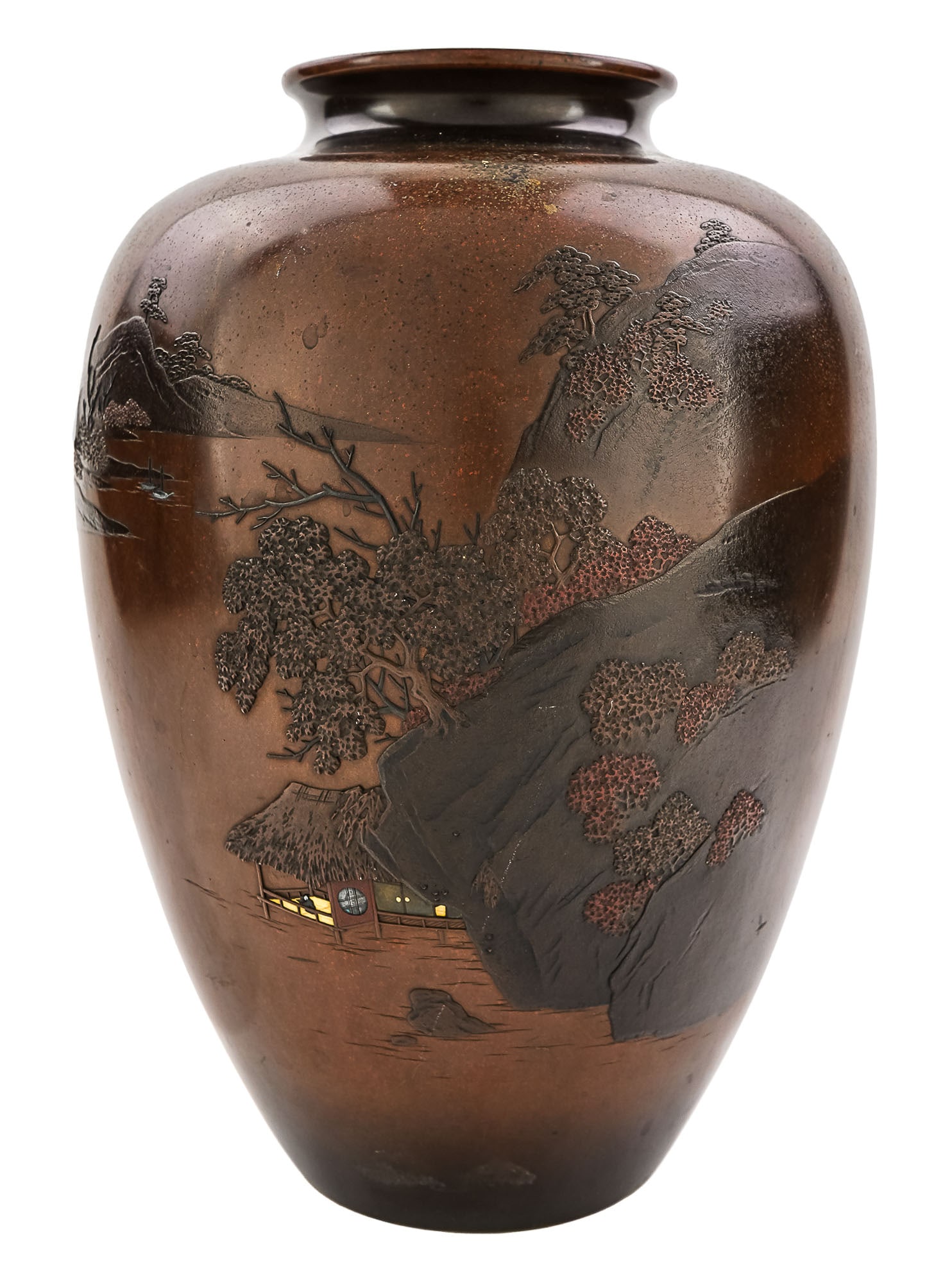 Large Japanese Mixed Metals Bronze Vase (1 of 7)