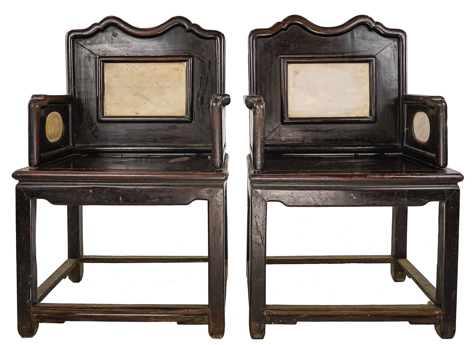 Chinese Hardwood Chairs with Stone Panels (1 of 6)