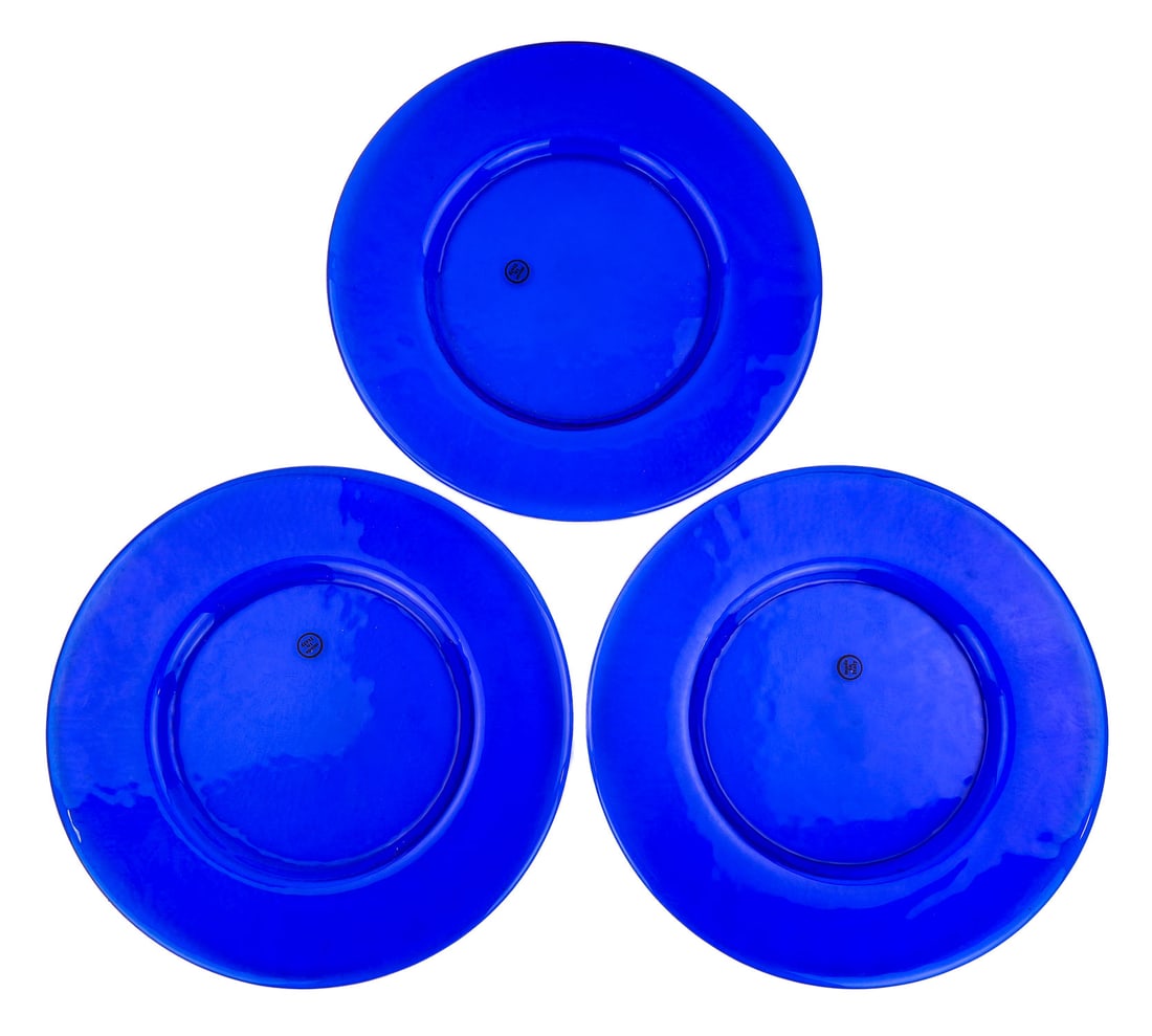 24 Italian Cobalt Glass Charger Plates (1 of 2)