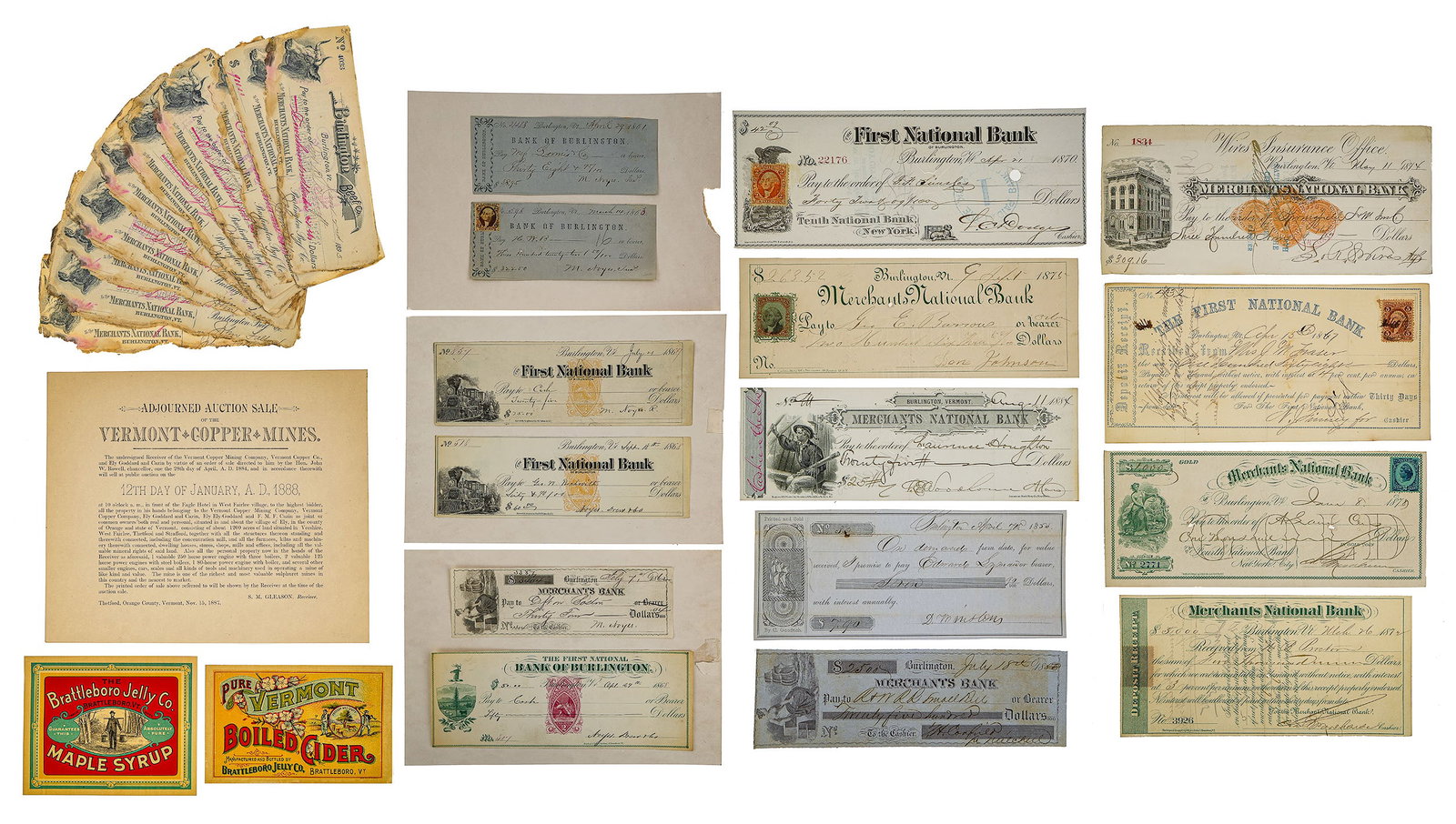 Vermont 19th c Label's & Bank Checks (1 of 9)