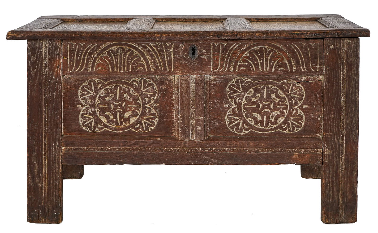 17th C English Oak Carved Lift Top Chest (1 of 8)