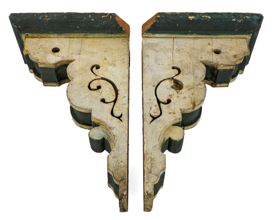 Pair of 19th c Painted Architectural Corbels (1 of 6)