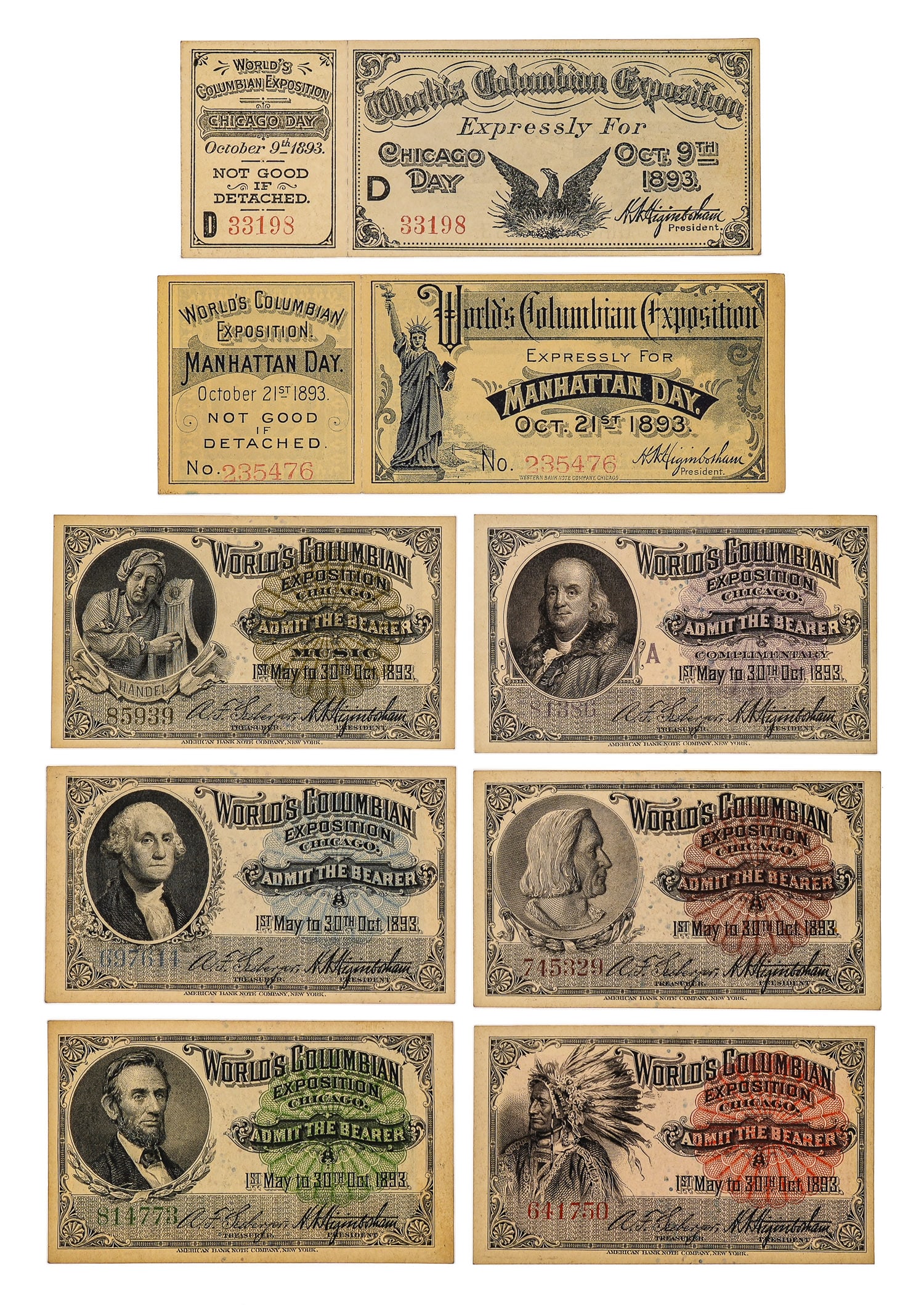 1893 Columbian Exposition Tickets (1 of 5)