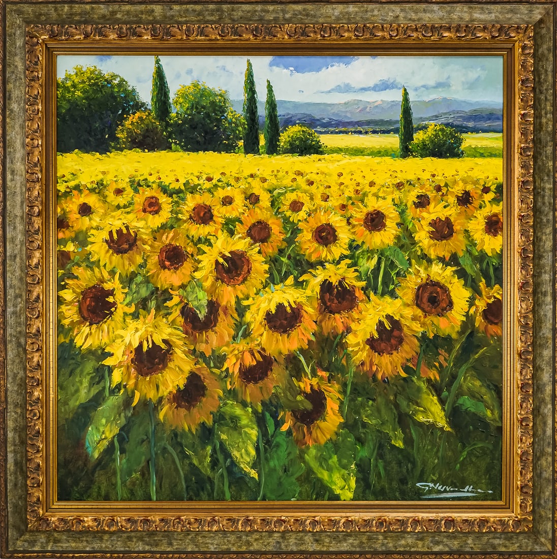Italian School oil on Canvas Sunflower Field (1 of 4)