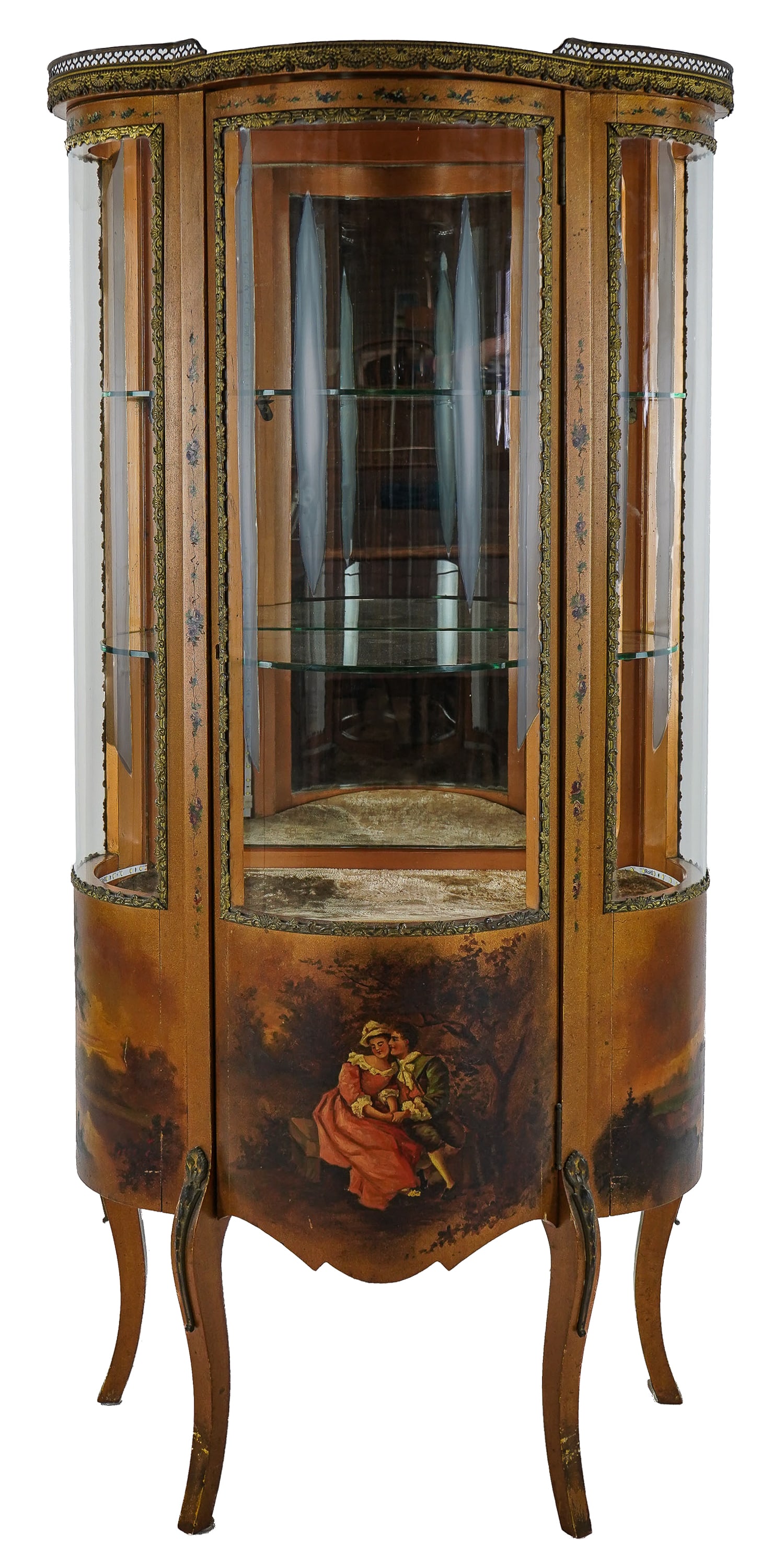Louis XVI Style Paint Decorated Curio Cabinet (1 of 8)