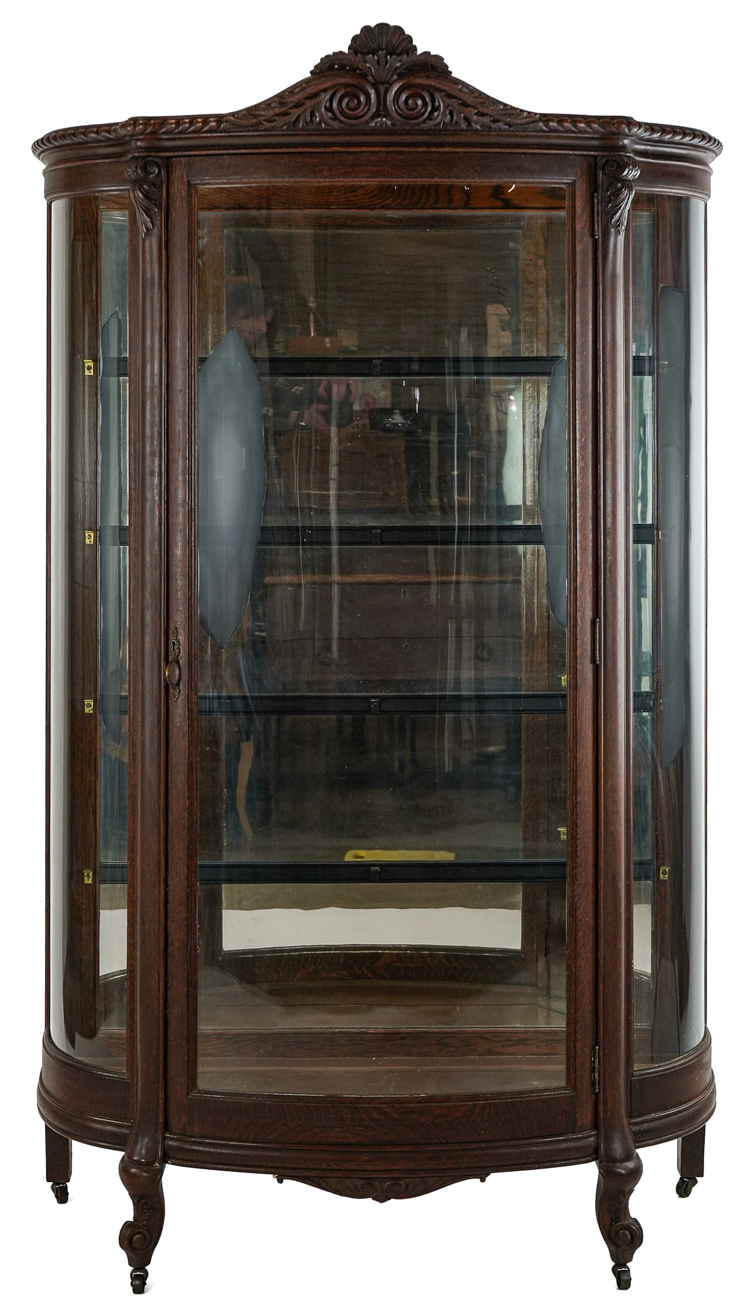 Horner Oak Triple Curve China Cabinet (1 of 8)